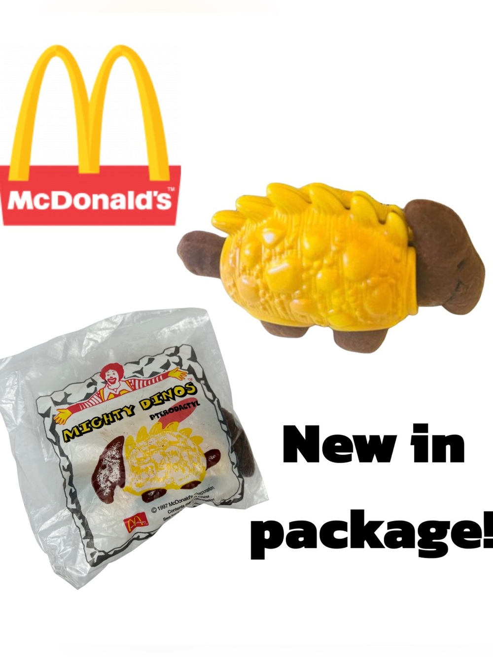 SALE! TWO McDonald's Mighty Dinos Pterodactyl Happy Meal Toy 1997 New plushy
